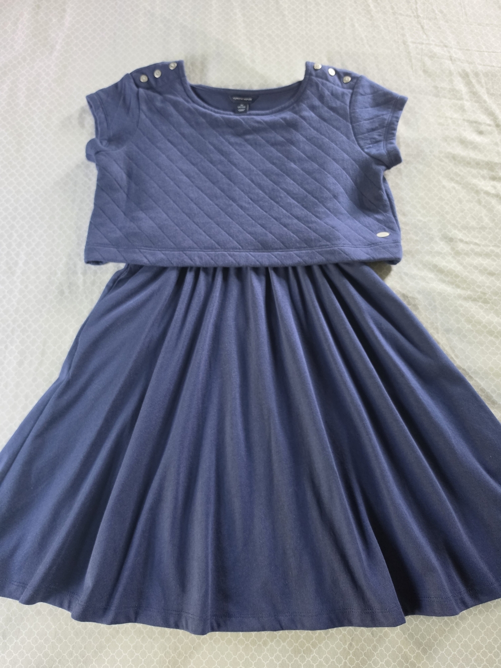Tommy Hilfiger Quilted Crop Top & Full Skirt Dress in Blue